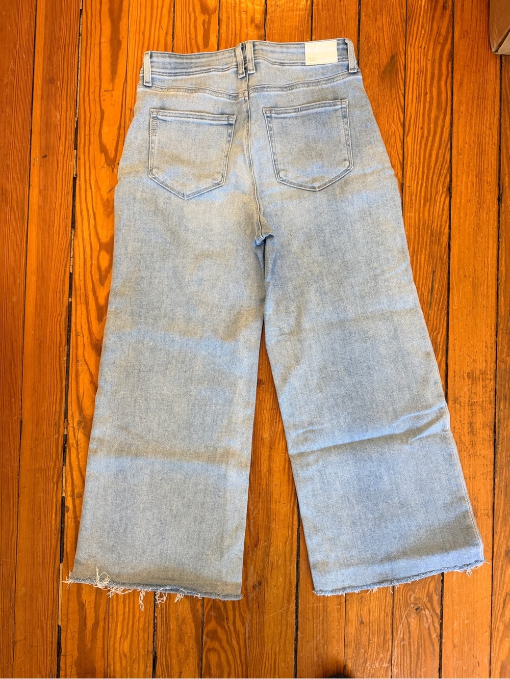 PAIGE Anessa Light Blue Wide-Leg Jeans with Frayed Hem - Picture 4 of 7